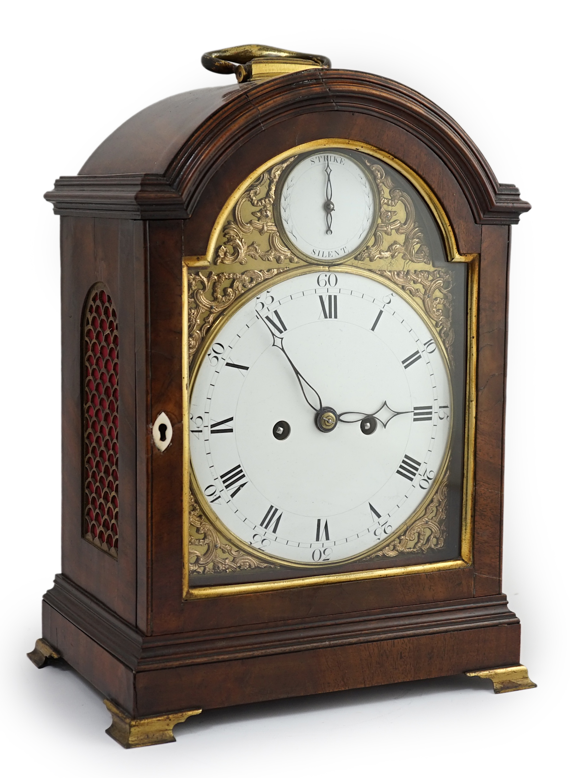 Charles Scholfield of Barnsley. A George III arched pearwood cased bracket clock